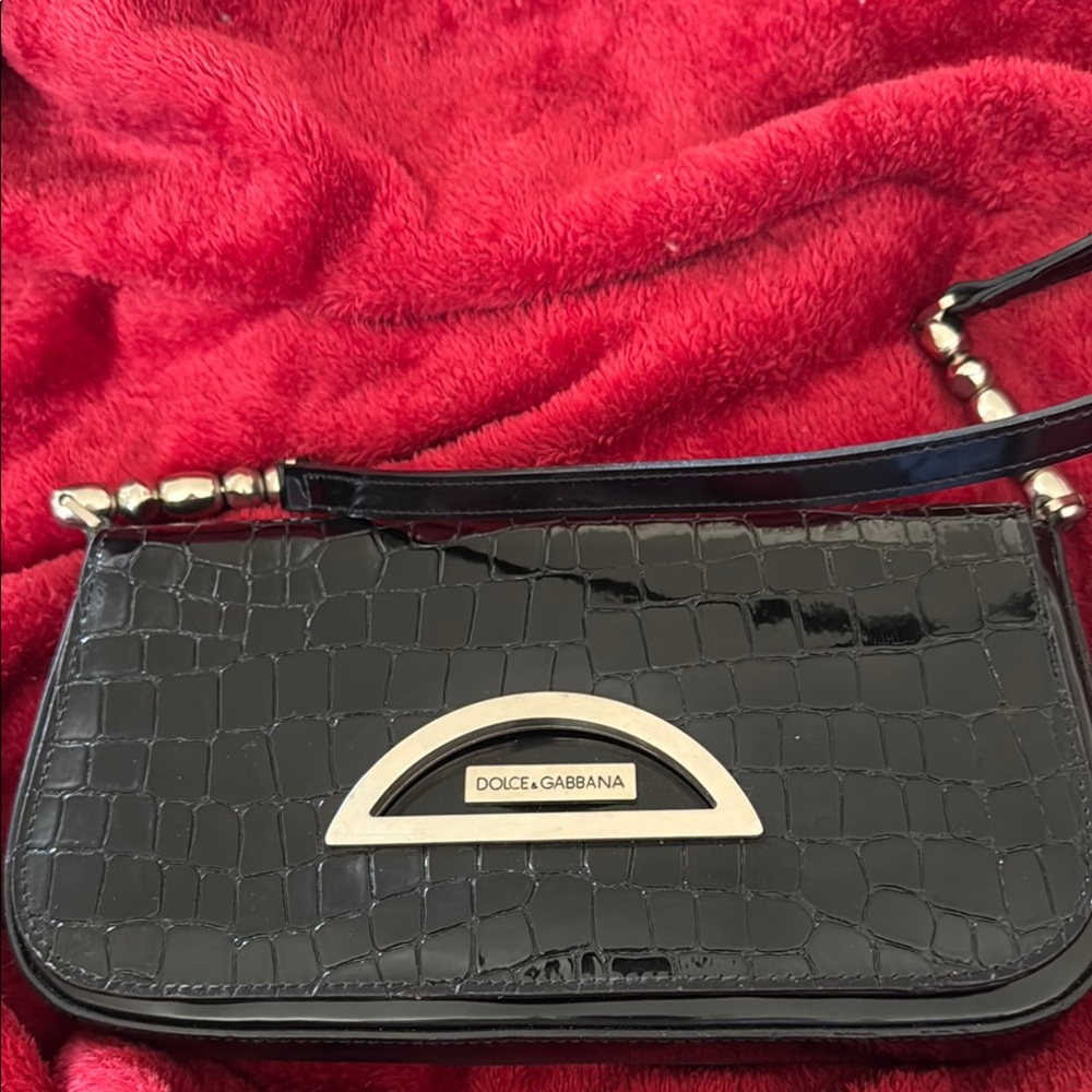 Black Croc-Embossed Women's Bag
